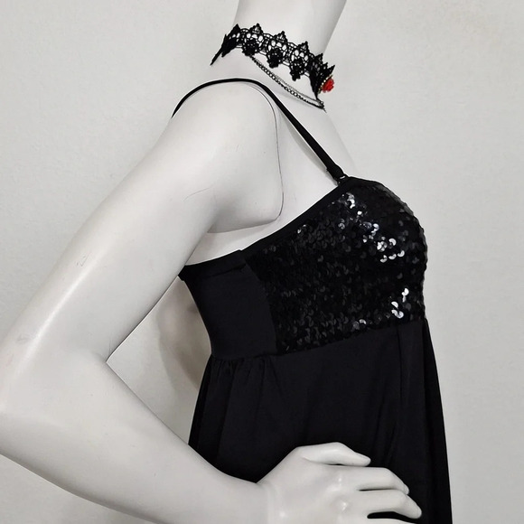 INC International Concepts Black Witchigoth Sequin Fairygoth Mini Dress Size S - Picture 6 of 10